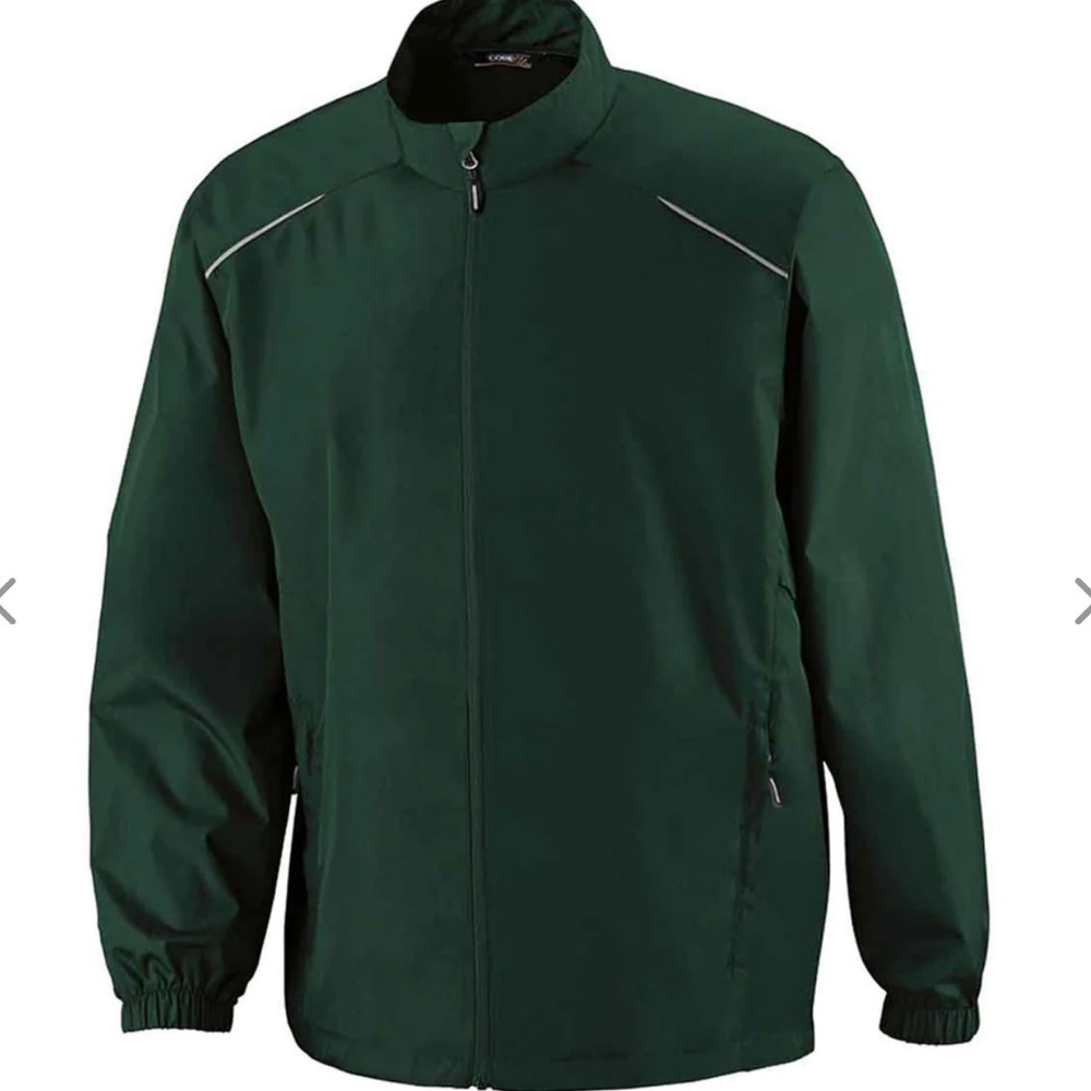 CORE 365 BY NORTH END WINDBREAKER SIZE LARGE FRONT ZIP POCKETS FOREST GREEN NEW
